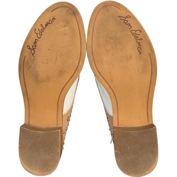 Sam Edelman Womens Jayna Oxfords Beige Studded Leather Lace Up Cap Toe Flat 7.5M - Picture 5 of 12